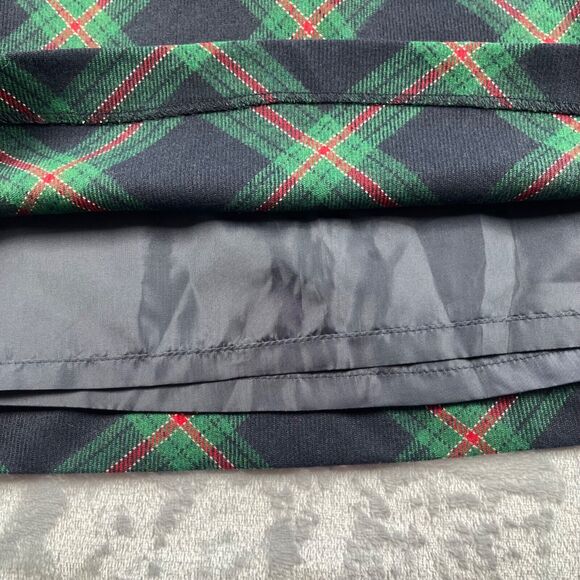 Talbots Skirt 12WP Navy Green Red Plaid Wool Blend Pencil Lined Stretch Waist - Picture 3 of 13